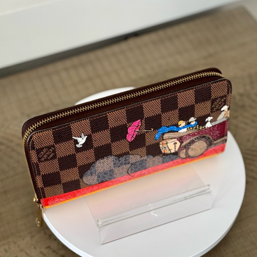 Louis Vuitton Limited Edition Damier Ebene Canvas Zip Around Wallet - Picture 4 of 16